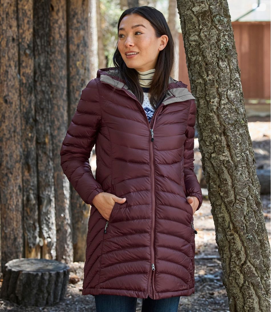 Women's Ultralight 850 Down Hooded Coat, Three-Quarter Length | L.L.Bean